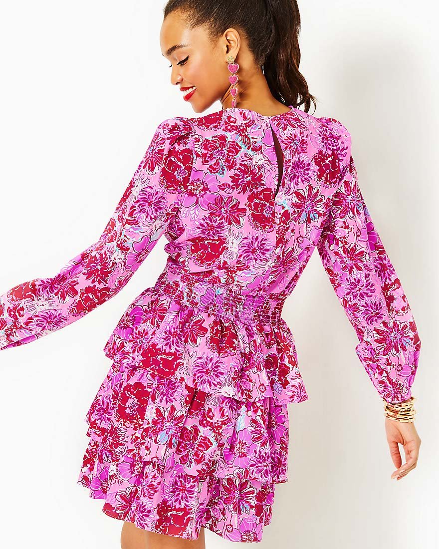 Khloey Long Sleeve Cotton DressLilac Thistle In The Wild Flowers2